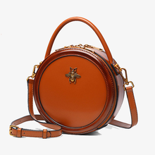 Load image into Gallery viewer, Bee Round Shaped Leather Shoulder Bag