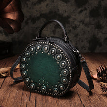 Load image into Gallery viewer, Brown Studded Leather Circle Bag for Women