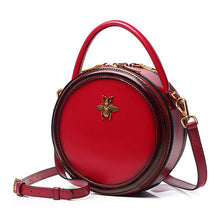 Load image into Gallery viewer, Red Bee Round Shaped Leather Shoulder Bag