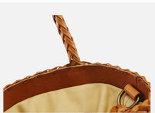 Load image into Gallery viewer, Leather Bucket Handbag With Drawstring Shoulder Bag