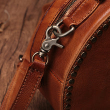 Load image into Gallery viewer, Brown Studded Leather Circle Bag for Women