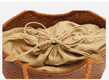 Load image into Gallery viewer, Leather Basket Tote Vacation Bag