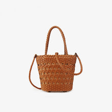 Load image into Gallery viewer, Leather Bucket Handbag With Drawstring Shoulder Bag