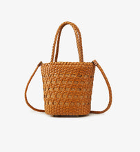 Load image into Gallery viewer, Leather Bucket Handbag With Drawstring Shoulder Bag