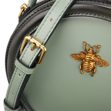 Load image into Gallery viewer, Dark Green Bee Round Shaped Leather Shoulder Bag