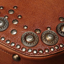 Load image into Gallery viewer, Brown Studded Leather Circle Bag for Women