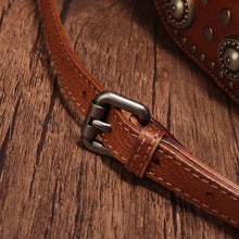 Load image into Gallery viewer, Brown Studded Leather Circle Bag for Women