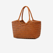 Load image into Gallery viewer, Leather Basket Tote Vacation Bag