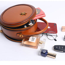 Load image into Gallery viewer, Bee Round Shaped Leather Shoulder Bag