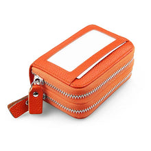 Load image into Gallery viewer, Genuine Leather Women Card Holder Double Zipper Large ID Credit Card Case Bag Wallet
