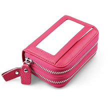 Load image into Gallery viewer, Genuine Leather Women Card Holder Double Zipper Large ID Credit Card Case Bag Wallet