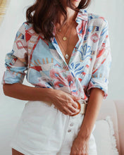 Load image into Gallery viewer, Santorini Sights Pink and Blue Shirt