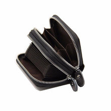Load image into Gallery viewer, Genuine Leather Double Zipper Card Wallet  Small Purse Card Holder