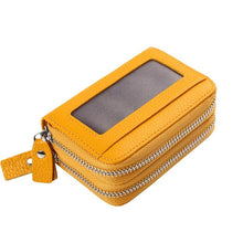 Load image into Gallery viewer, Genuine Leather Women Card Holder Double Zipper Large ID Credit Card Case Bag Wallet