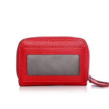 Load image into Gallery viewer, Genuine Leather Women Card Holder Double Zipper Large ID Credit Card Case Bag Wallet