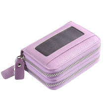 Load image into Gallery viewer, Genuine Leather Women Card Holder Double Zipper Large ID Credit Card Case Bag Wallet