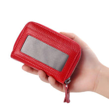 Load image into Gallery viewer, Genuine Leather Women Card Holder Double Zipper Large ID Credit Card Case Bag Wallet