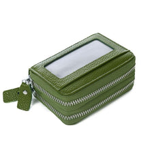 Load image into Gallery viewer, Genuine Leather Women Card Holder Double Zipper Large ID Credit Card Case Bag Wallet