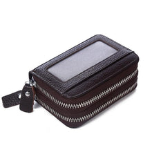 Load image into Gallery viewer, Genuine Leather Women Card Holder Double Zipper Large ID Credit Card Case Bag Wallet