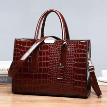 Load image into Gallery viewer, Luxury Women Crocodile Pattern PU Leather Handbag Large  Shoulder Bags Crossbody Bags Tote Purse