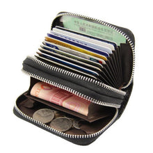 Load image into Gallery viewer, Genuine Leather Double Zipper Card Wallet  Small Purse Card Holder
