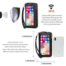 Load image into Gallery viewer, Women Touch Screen Wristlet Handbag RFID Protection Small Wallet Purse Crossbody Phone Bag