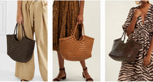Load image into Gallery viewer, Leather Basket Tote Vacation Bag