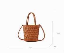 Load image into Gallery viewer, Leather Bucket Handbag With Drawstring Shoulder Bag