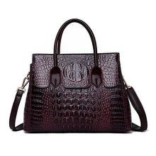 Load image into Gallery viewer, Genuine Leather Women Crocodile Luxury Handbags Designer Crossbody Bags Retro Tote Purse