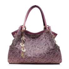 Load image into Gallery viewer, Fashion Women Hollow Out Ombre Handbags Floral Print Shoulder Bags Tote Bag