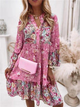 Load image into Gallery viewer, Pink Floral Tiered Mini Dress