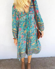 Load image into Gallery viewer, Boho Long Sleeves Floral Loose Midi Dress
