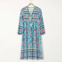 Load image into Gallery viewer, Boho Long Sleeves Floral Loose Midi Dress