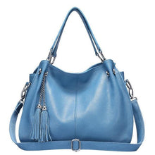 Load image into Gallery viewer, Genuine Leather Women Tassel Hobo Handbag Shoulder Bag  Crossbody Purse