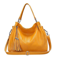 Load image into Gallery viewer, Genuine Leather Women Tassel Hobo Handbag Shoulder Bag  Crossbody Purse
