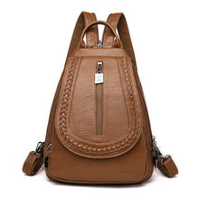 Load image into Gallery viewer, Women Genuine Leather Backpacks Zipper Chest Bag Travel Back Pack School Bags For Teenage Girls