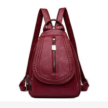 Load image into Gallery viewer, Women Genuine Leather Backpacks Zipper Chest Bag Travel Back Pack School Bags For Teenage Girls