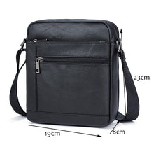 Load image into Gallery viewer, Genuine Leathe Men's Shoulder Bags Small Men's Flap Messenger Bag Black Crossbody Bags W03