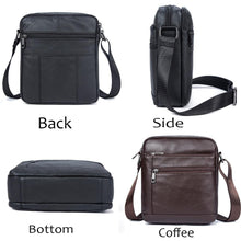 Load image into Gallery viewer, Genuine Leathe Men's Shoulder Bags Small Men's Flap Messenger Bag Black Crossbody Bags W03