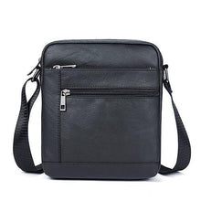 Load image into Gallery viewer, Genuine Leathe Men's Shoulder Bags Small Men's Flap Messenger Bag Black Crossbody Bags W03
