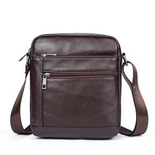 Load image into Gallery viewer, Genuine Leathe Men's Shoulder Bags Small Men's Flap Messenger Bag Black Crossbody Bags W03