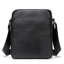 Load image into Gallery viewer, Genuine Leathe Men's Shoulder Bags Small Men's Flap Messenger Bag Black Crossbody Bags W03