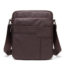 Load image into Gallery viewer, Genuine Leathe Men's Shoulder Bags Small Men's Flap Messenger Bag Black Crossbody Bags W03