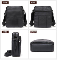 Load image into Gallery viewer, Genuine Leathe Men's Shoulder Bags Small Men's Flap Messenger Bag Black Crossbody Bags W03