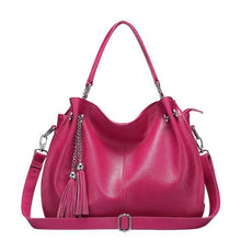 Load image into Gallery viewer, Genuine Leather Women Tassel Hobo Handbag Shoulder Bag  Crossbody Purse