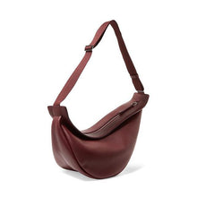 Load image into Gallery viewer, Woman waist bags Wide Single Strap Zipper Half Moon PU Leather Chest Bag