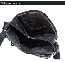 Load image into Gallery viewer, Genuine Leathe Men's Shoulder Bags Small Men's Flap Messenger Bag Black Crossbody Bags W03