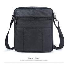 Load image into Gallery viewer, Genuine Leathe Men's Shoulder Bags Small Men's Flap Messenger Bag Black Crossbody Bags W03