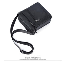 Load image into Gallery viewer, Genuine Leathe Men's Shoulder Bags Small Men's Flap Messenger Bag Black Crossbody Bags W03