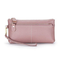 Load image into Gallery viewer, Genuine Leather Long Clutch Wallet Temperament Zipper Purse With Hand Rope